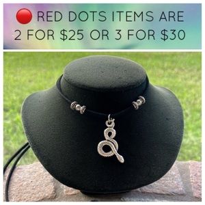 🔴Sale ! Snake design black suede adjustable cord necklace